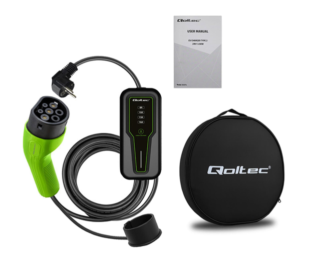 Qoltec Mobilna ładowarka EV z regulacją 2w1 Typ2 (3.5kW, 230V, 4m) - 1483429 - zdjęcie 5